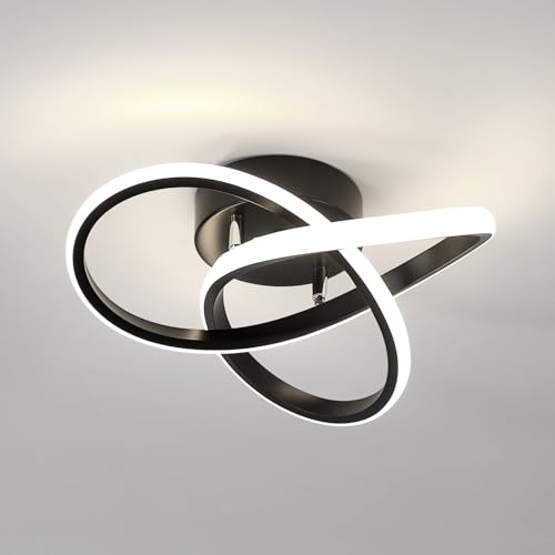 Comely LED Deckenleuchte, 30W 3375LM Moderne Deckenlampe, Aluminium LED Lampe für Wohnzimmer Schlafzimmer Flur Küche Balkon, Schwarz, Natürliches Licht 4500K, Dia 30cm