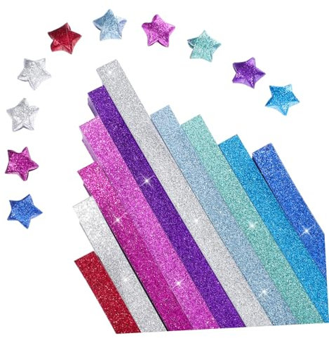 HOODANCOS 1040 Stk Glitzer-Origami Glückssternstreifen Papierstreifen für Origami-Papier Sternpapierstreifen dekorativer Sternstreifen Karikatur Suite Sternenbanner Origami-Streifen Hinweis