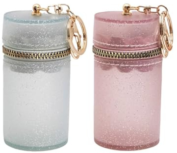 zaoalife Lot de 2 étuis à rouge à lèvres - Porte-clés, pochette de rangement transparente pour rouge à lèvres à paillettes, étui de rangement portable pour rouge à lèvres de voyage, rose, L