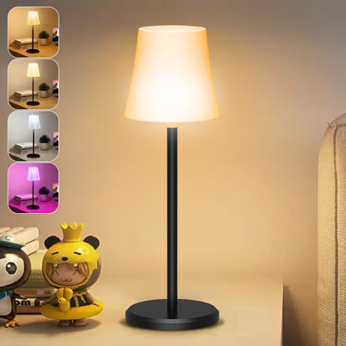 Ainostone Lampada da Tavolo Senza Fili Ricaricabile Lampada da Comodino con Temperatura Tricolore+RGB Dimmerabile Infinitamente Controllo Touch IP54 Impermeabile per Ristorante Esterno Interni Bar