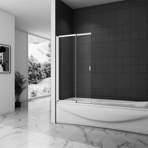 800mm x 1400mm Over Bath Sliding Shower Screen 4mm Glass Panel Framed Door