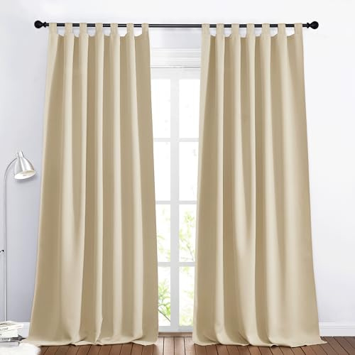 PONY DANCE Schlaufenschal 2er Set H245 x B140 cm Gardinen Blickdicht | Biscotti Beige, Sichtschutz, UV-Schutz, Verdunklungsvorhänge, für Schlafzimmer, Wohnzimmer, Gardinen mit Schlaufen
