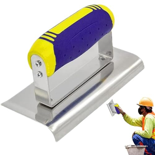 Concrete Hand Edger - Curved End Concrete Edger, Cement Edger with Rubber Handle | Concrete Edging Trowel Grooving Tool, Precision Trimming Tool for Gypsum Cement Finish with Ergonomic Grip