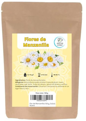 Flor de Manzanilla Dulce (50 Tazas) | Infusión de Manzanila a Granel I Calmante y Relajante I Té de Manzanilla Natural (100 g, Dulce)
