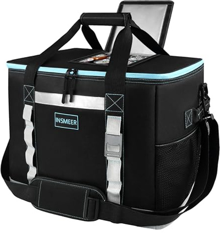 INSMEER Bolsa isotérmica grande de 48 L, 65 cans, plegable con apertura superior, XXL (45 x 35 x 30 cm), impermeable, bolsa isotérmica, ideal para excursiones, picnic, camping, senderismo, playa