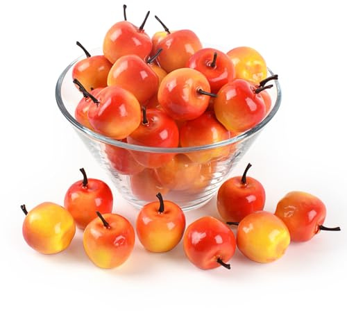 Luckforest Mini Artificial Apples, 40 Pcs Lifelike Simulation Small Apples Fake Fruits for Home Kitchen Table Basket Christmas Tree Decor Photography Props
