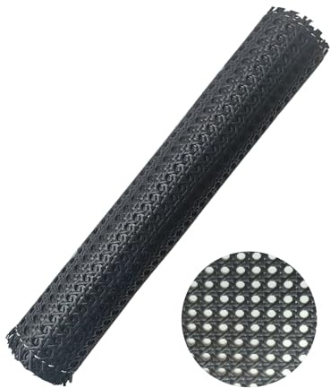 Cannage Noir,Plastik PE 40CM x 200CM Cannage Rouleau Pour Meuble,Rotin Pour Cannage en,Tressage Pour Chaise Étanche Pour Projets de Caning,Tissage à Maillage Ouvert Pour Meubles,Chaises,Armoires