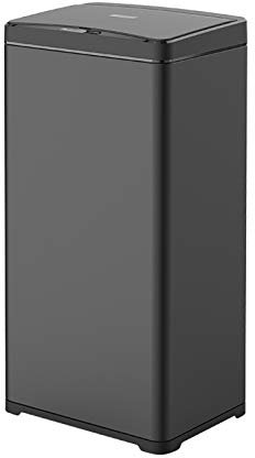 JKJZSALJ Poubelle À Induction Intelligente 13 Gallons en Acier Inoxydable Poubelle Automatique Grande Poubelle en Métal avec Couvercle Alimentée par des Piles Poubelle pour Intérieur, Noir