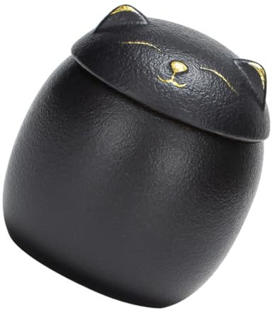 SHOWERORO Cartoon Cat Ceramic Storage Jar for Tea and Spices Mini Decorative Container Elegant Design for Home and Kitchen Use