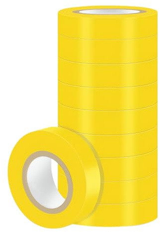 Duccinp Gelb Isolierband 18mm x 13m 10 Stück PVC Elektrische Leitungen Reparatur, Hitzebeständig Hochflexibe Wasserdicht Electrical Tape für Verdrahtungsprojekte und Reparaturen