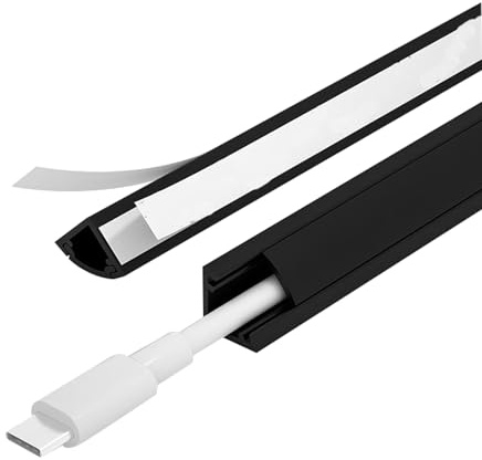 YZWZZXC Passacavi Pavimento Angolare da 100 Cm, Canalina Passacavi Muro, Nascondicavo in PVC, con Retro Autoadesivo, per Ufficio Domestico o Ambienti Esterni(Black,11mm/0.4in)