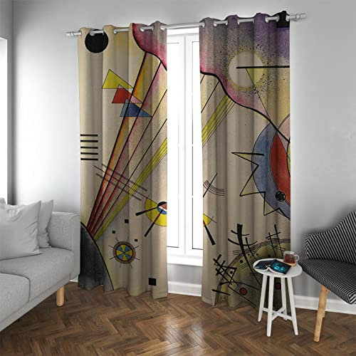 Abstrakte Kandinsky-Kunstmalerei-Vorhänge für Kinderzimmer, verdunkelnd, Fenstervorhänge mit Cartoon-geometrischem Muster, Kinderzimmer-Vorhang für Schlafzimmer, 167,6 x 213,4 cm