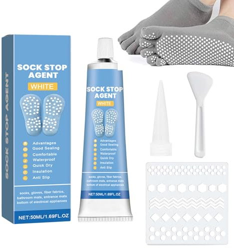 Sock Stop Glue | Colla per tessuti antiscivolo | Colla liquida impermeabile | 50 ml di colla per abbigliamento | Colla ad asciugatura rapida per vestiti, artigianato, tappezzeria, materiale, tessuto,