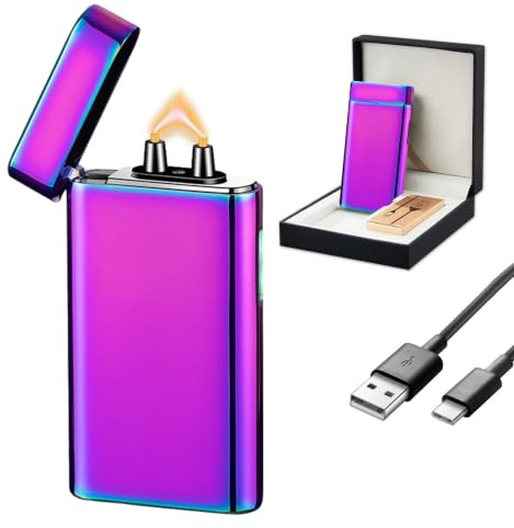 SKRFIRE Rechargeable USB Electric Arc Lighter, Windproof Plasma Lighter with Battery Indicator, Ideal for Camping, BBQ, Outdoor Fire Starting, Candles and Emergency (Color)