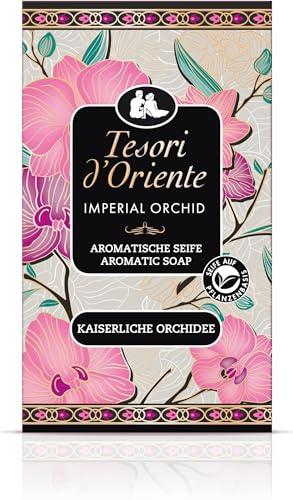 Tesori d'Oriente Feste Seife 'Imperial Orchid', 125 g, aromatische Handseife mit Orchidee und Orangenblüte, Körperseife zur sanften Reinigung der Haut, Ritual für Körper & Sinne (Packung mit 5)