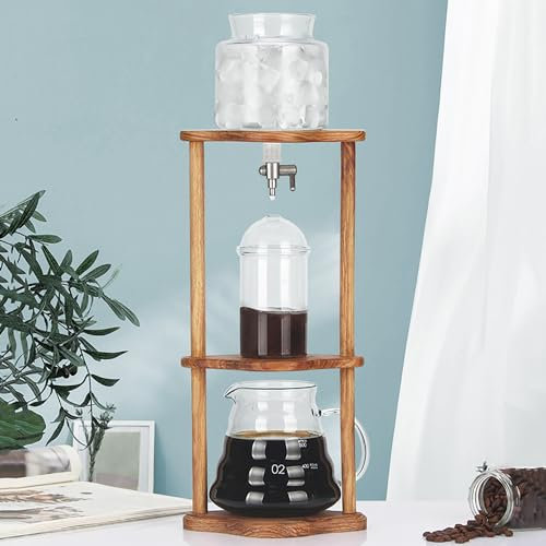 Generiskt torn droppare isdroppare, handgjord, kall bröt dropptorn, kall dropp kaffemaskin | iskaffe dropptorn med glaskaraff och trähållare | regulatorventil i rostfritt stål | Home Office Br
