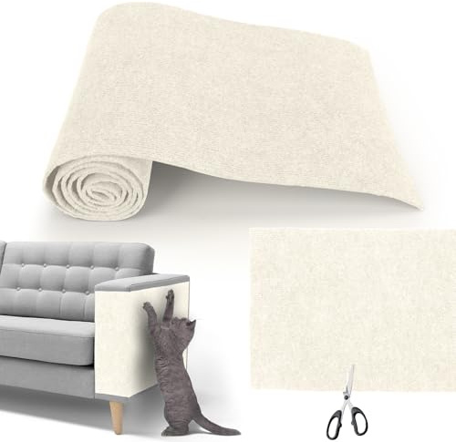 ZOLGINAH Kratzmatte Katzen Selbstklebend 40x200cm, Katzen Kratzbrett Kratzschutz Sofa Katze DIY Katzenteppich Schneidbar Katzenkratzmatten kratzschutz für Möbel Wände (Beige)