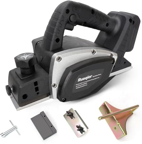 Rueqior Cordless Handheld Planer Compatible with Dewalt 20v Battery, 15000 RPM Power Wood Planer, 3-1/4 Inch Brushless Power Planer for Woodworking, Carpenter Home DIY(No Battery)