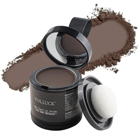VOLLUCK Polvere per Capelli 10g – Copre Diradamento e Ricrescita Bianca – Facile da Applicare, Copertura Naturale e Tenuta Duratura – Adatta a Uomo e Donna (Castano Medio, 10 g (Confezione da 1))