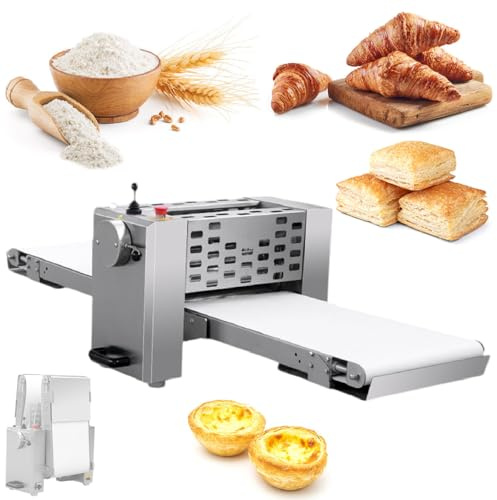 Macchina Stendipasta Professionale, Stendipasta Sfoglia Reversibile e Rullo per Fondente, Rullo Elettrico Regolabile da 0.04 a 1.38 per Panifici e Pasticcerie,110V