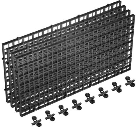 sourcing map 4Pcs Aquarium Fish Tank Divider, 12x6 Inch Plastic Egg Crate Light Diffuser Grid Filter Bottom Partition Separator with Sucker Clips and Suction Cups for Aquarium, Black