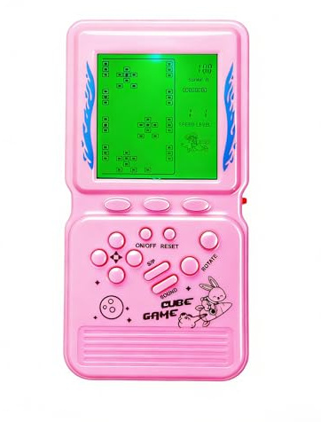 LZYCH Elektronisk Tärning Spelkonsol 23 Block Spel Tusentals Lägen Grön Bakgrund Belysning Justerbar Svårighet Handhållen Pusselspel Retro Leksak Julklapp (Rosa)