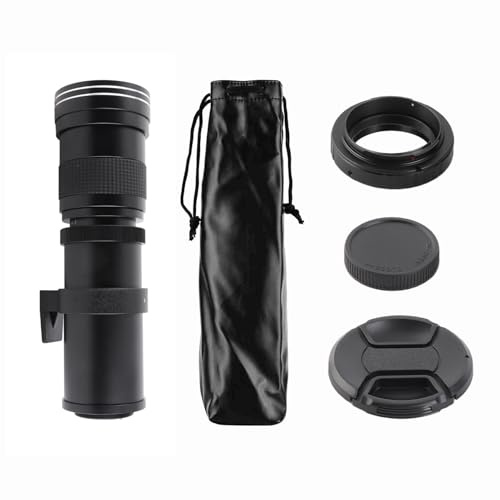 Objectif Téléobjectif Super Zoom pour Appareil Photo DSLR SLR 420-800mm F / 8.3-16 Métal avec Revêtement Multi - Couches Réduction Reflets, Fixation Précise, Montage 1/4 sur (Noir)
