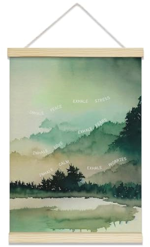 rizotus Inhale Exhale Poster Hanger Frame, Mental Health Wall Art Posters, Inspirational Hanger Frame for Homeschool Counseling Office Classroom Therapy Office Wall Decor, 12x16 Inch -A19