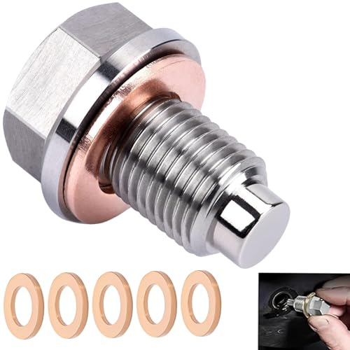 Tapón Magnético Drenaje Aceite, M14 x 1,5 Tornillo Magnético de Drenaje de Aceite Inoxidable Coche Tapón Bandeja Magnética con 5 Arandelas para la Mayoría de Automóviles Motocicletas y Barcos