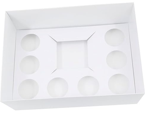 The Baked Studio - Pack of 5 - Extra Deep Premium Bento Cake & Cupcake Boxes with Clear Lids (Bento + 8 Cupcake Holes)