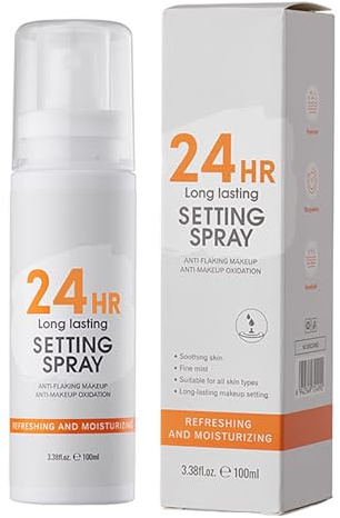 Spray de maquillage - Texture longue durée - Transparent - Formule légère végétalienne - Finition mate - Sans alcool - Sans paraben - Sans particules de microplastique - 100 ml