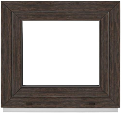 Framex Fenster Dark Oak Außen/Innen - Kellerfenster Kunststoff BxH: 860 x 1160 mm - Garagenfenster Fenster PVC 86 x 116 cm 3-Fach Verglasung - Din Links - Dreh Kipp Kunststofffenster