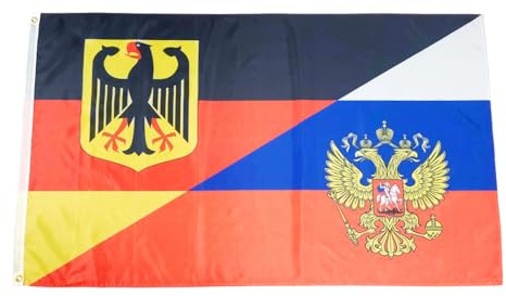 Fahne Flagge Deutsch Russische Freundschaft mit Wappen - 90 x 150 cm
