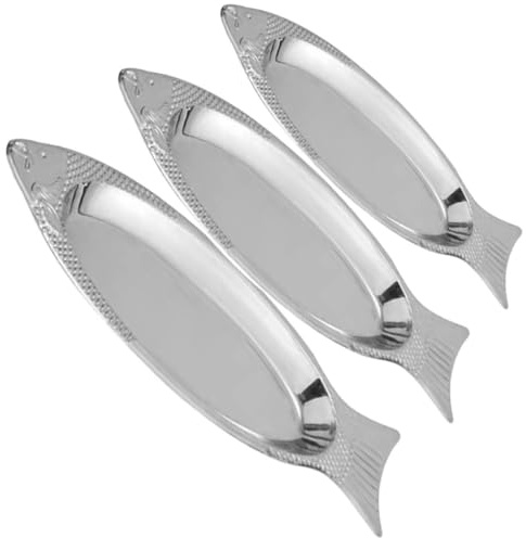 Mikikit Lot de 3 Assiettes à Poisson en Acier Inoxydable Plateaux de Cuisson Magnétiques de Poisson pour Service et Conservation Usage Quotidien et Restauration