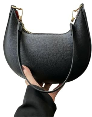 Fryloo Beauty Case Borsa Tote Vintage in Pelle Pu A Mezzaluna da Donna, Tracolla retrò con Staccabile, Chiusura Cerniera, Fodera Poliestere, Elegante per Il Trasporto Quotidiano E PE