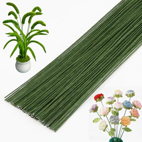 100 Stück Blumendraht Grün,1mm Floristendraht,30cm Lang Basteldraht | Steckdraht Floristik für Handwerk Künstlichen Blumen Blumenbouquets
