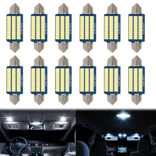 HOVCEH LED A-u-t-o Innenraumbeleuchtung, 12 Stück Plug and Play Innenraum Beleuchtung LED A-u-t-o, 12V Innenbeleuchtung Autos 39/41mm (41MM)