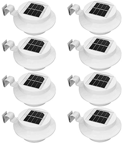 ZABY Lampes Solaires pour Gouttières, Lot de 8 du Crépuscule à L'aube de Éclairage de Clôture à LED - Éclairage Solaire Étanche de Décoration de Jardin pour Terrasse, Porche, Sentier