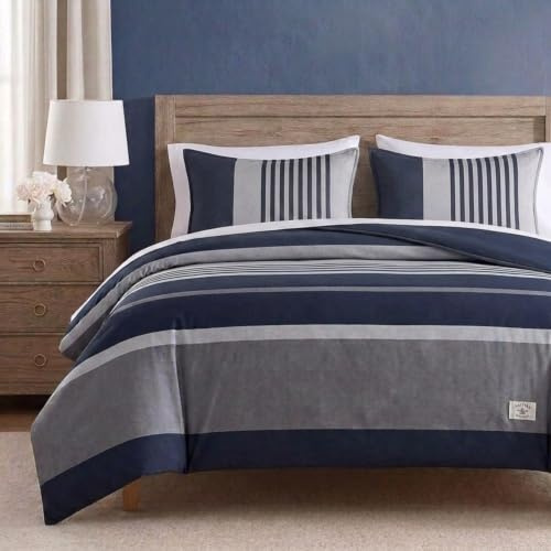 Nautica - Twin Duvet Cover Set, Cotton Reversible Bedding with Matching Sham, Casual Home Decor (Rendon Charcoal, Twin)