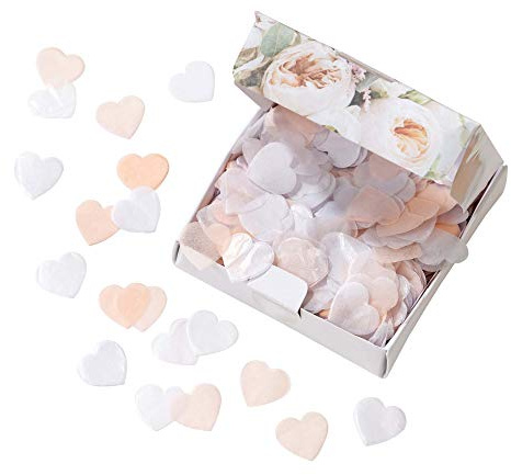Talking Tables Biologisch abbaubares Konfetti in Herzform in Weiß und Pastellrosa für Hochzeiten, Valentinstag, Muttertag, Junggesellinnenabschiede, umweltfreundliches Tischstreupapier