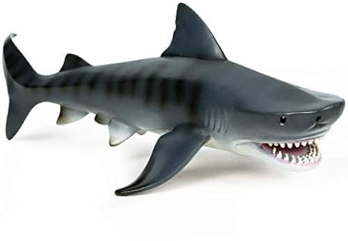 EOIVSH 11 Inch Large Tiger Shark Toy, Plastic Ocean Animal Figurine Realistic Sea Creature Figure, Educational Toy Great for Bath, Pool, Cake Topper, Party Favor