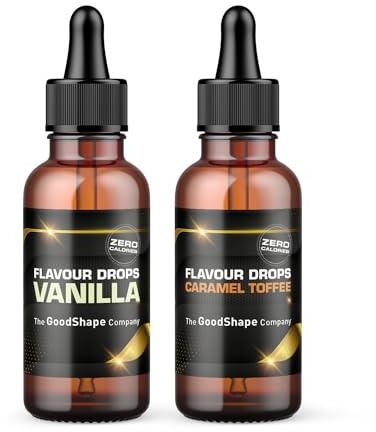 Flavour Drops zuckerfrei Set 2x 50 ml - Vanille & Karamell-Toffee | Geschmackstropfen OHNE KALORIEN zum Süßen mit Pipette | vegan | Für Naturjoghurt, Porridge oder Quark