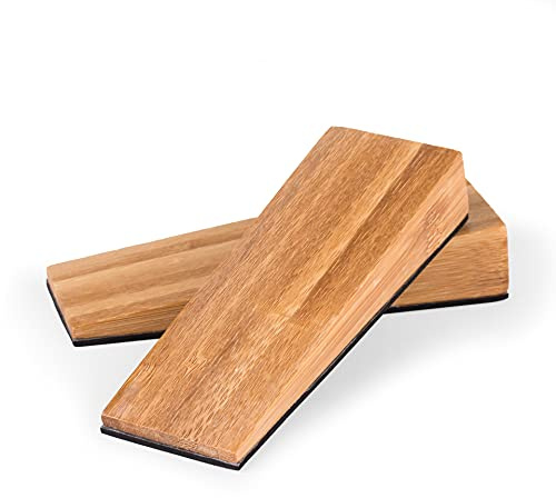 LouMaxx Bodentürstopper aus Bambusholz, Set 2 Stück, Türstopper aus Holz, in Form eines Keils.