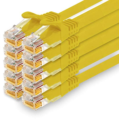 1CONN - Cavo di rete da 2,0 m, Ethernet, LAN, cavo patch per la massima velocità Internet e collega tutti i dispositivi con presa RJ 45 giallo - 10 pezzi