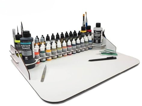 Vallejo - Farbständer mit Arbeitsplatte, 50 x 37 cm - Plastikmodellbau, Werkzeug, Zubehör