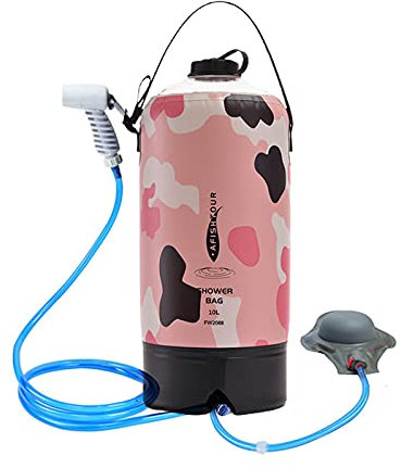 LIANYG Camping Duschbeutel 10l Aufblasbare Wassertaschen Leichte Tragbare PVC Leck-Proof Camping Bath Beutel Für Camping Wasser Lagerung Campingdusche 492 (Color : Pink)