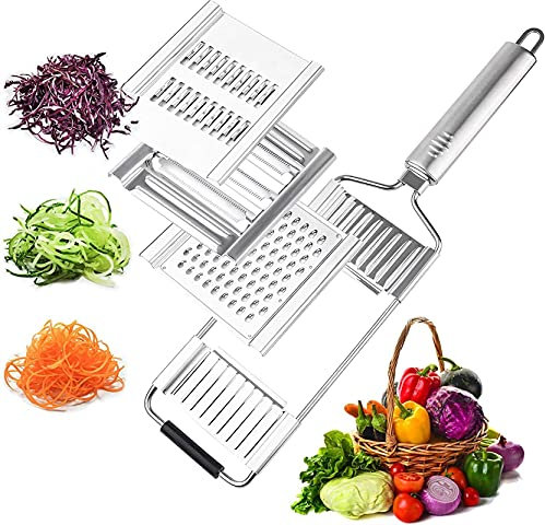 WlP Trancheur De Légumes Multi But De 3 en 1 Coupe-de Pommes De Terre Coupe en Acier Inoxydable Cuisine en Acier Inoxydable avec Poignée Spiralizer pour Les Légumes