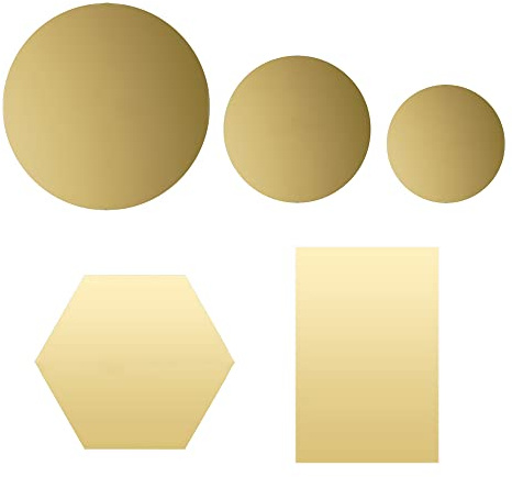 GISELA D Acryl-Spiegel-Reflektortafel, geometrische Form, Fotohintergrund, Requisiten-Set, Fotografie, Ornamente, reflektierende Displayfolie (Gold, 5 Stück)