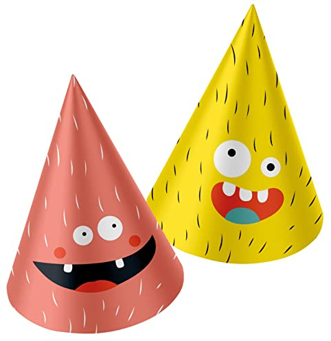 Folat 68330 Sombreros Papel Monster Bash-6 piezas, dibujos animados, multicolor, medium