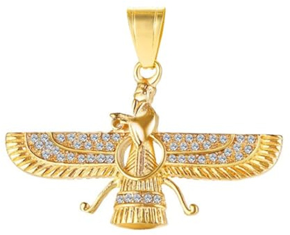 Yowablo Farvahar Authentic Persianer Anh鋘ger Edelstahl Ausschnitt Herren Halsketten Ritzel Dreier Ketten Damen(ohne Kette)